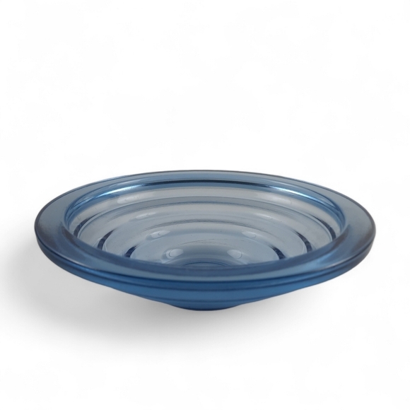 Set of 4 MCM Stepped Glass Soup Bowls Colbalt Blue Ribbed Salad Cereal Vintage - Picture 6 of 9